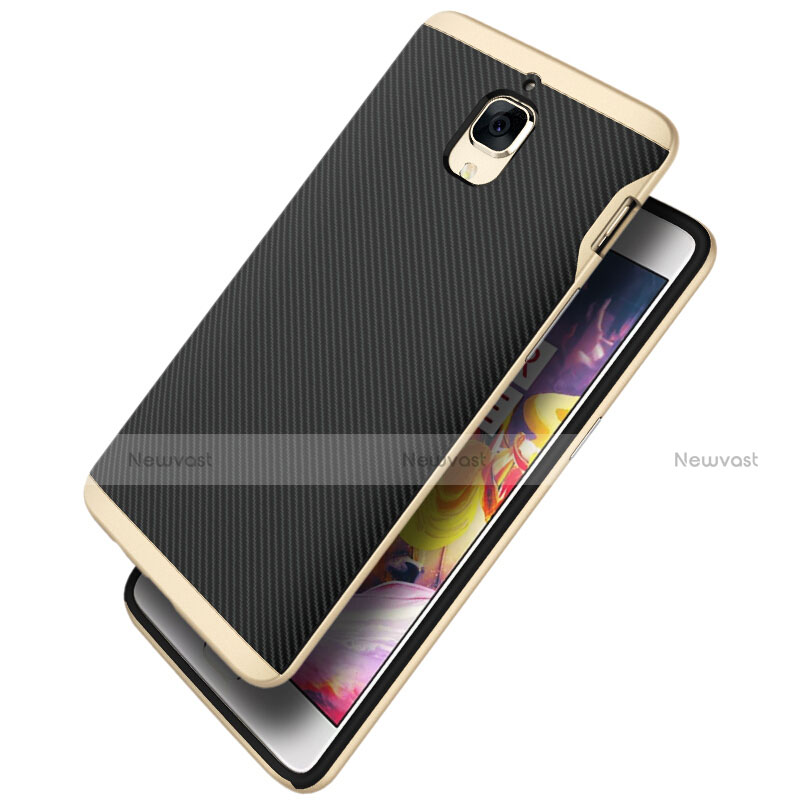 Silicone Candy Rubber TPU Twill Soft Case for OnePlus 3 Gold