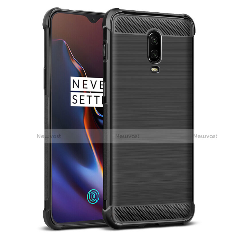 Silicone Candy Rubber TPU Twill Soft Case for OnePlus 6T Black
