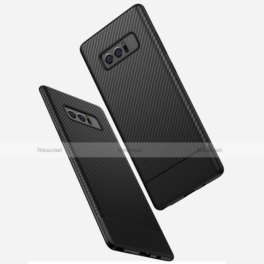 Silicone Candy Rubber TPU Twill Soft Case for Samsung Galaxy Note 8 Black