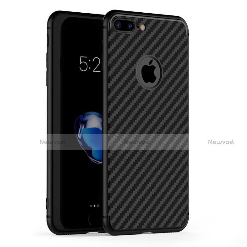 Silicone Candy Rubber TPU Twill Soft Case T03 for Apple iPhone 8 Plus Black