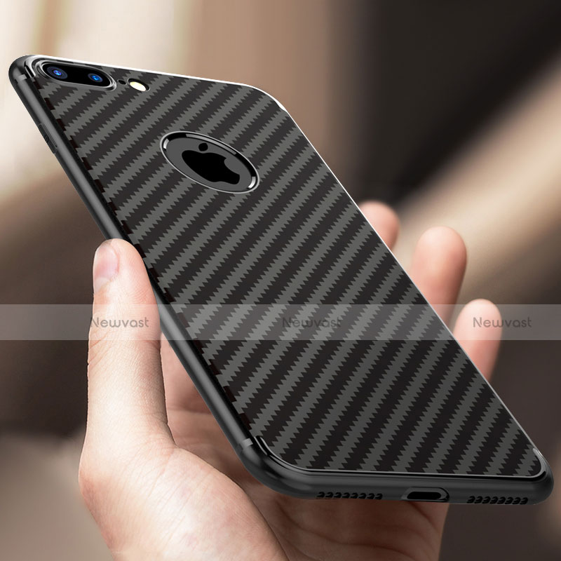 Silicone Candy Rubber TPU Twill Soft Case T03 for Apple iPhone 8 Plus Black