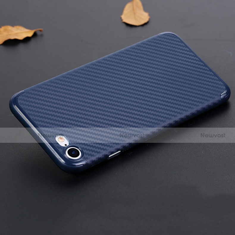 Silicone Candy Rubber TPU Twill Soft Case Z02 for Apple iPhone 7 Blue
