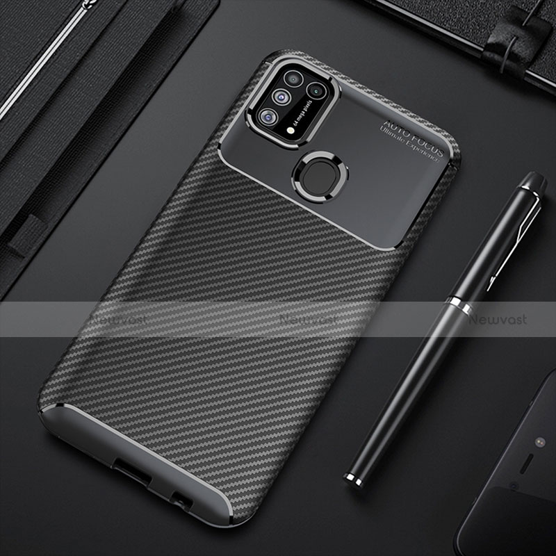 Silicone Candy Rubber TPU Twill Soft T01 Case Cover for Samsung Galaxy M21s Black