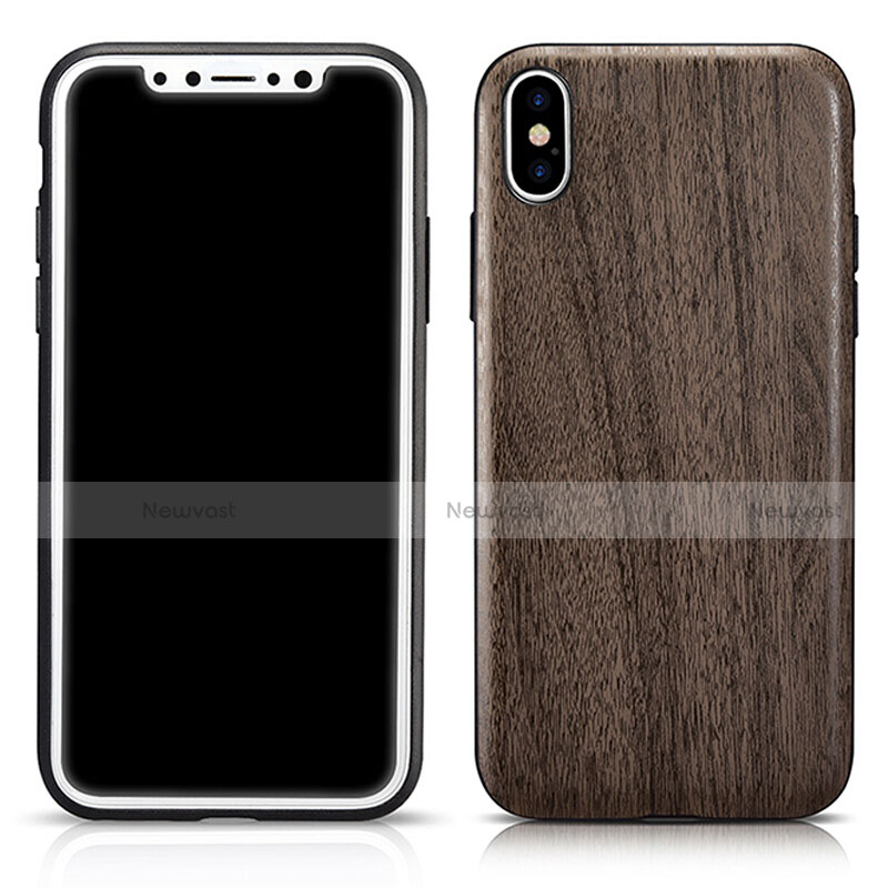 Silicone Candy Rubber Wood-Grain Pattern Soft Case for Apple iPhone Xs Max Gray