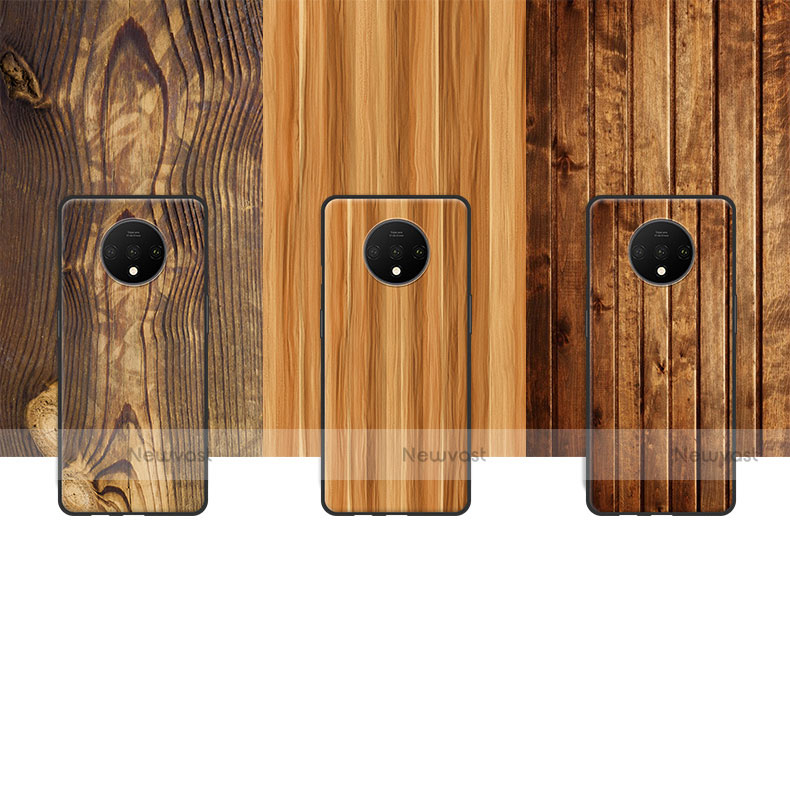 Silicone Candy Rubber Wood-Grain Pattern Soft Case for OnePlus 7T