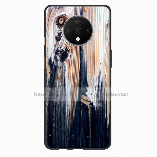 Silicone Candy Rubber Wood-Grain Pattern Soft Case for OnePlus 7T