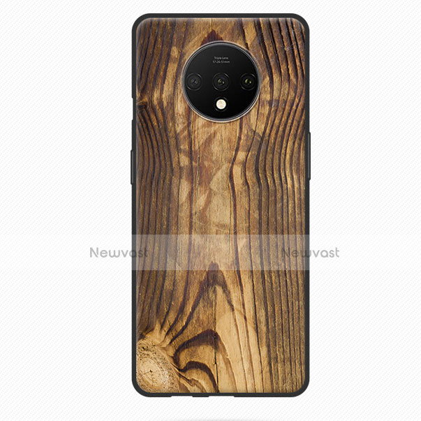 Silicone Candy Rubber Wood-Grain Pattern Soft Case for OnePlus 7T