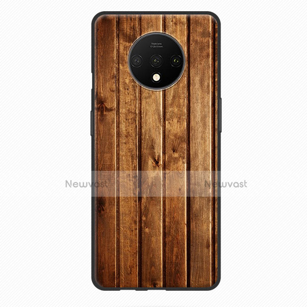 Silicone Candy Rubber Wood-Grain Pattern Soft Case for OnePlus 7T Mixed