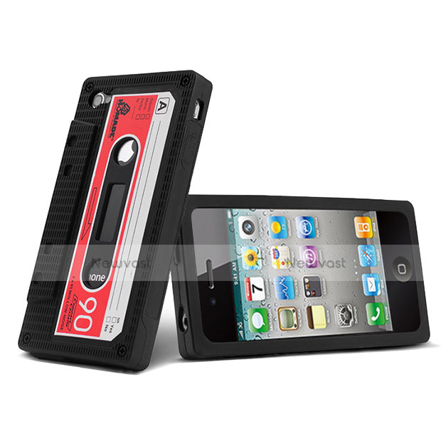 Silicone Cassette Soft Case for Apple iPhone 4 Black