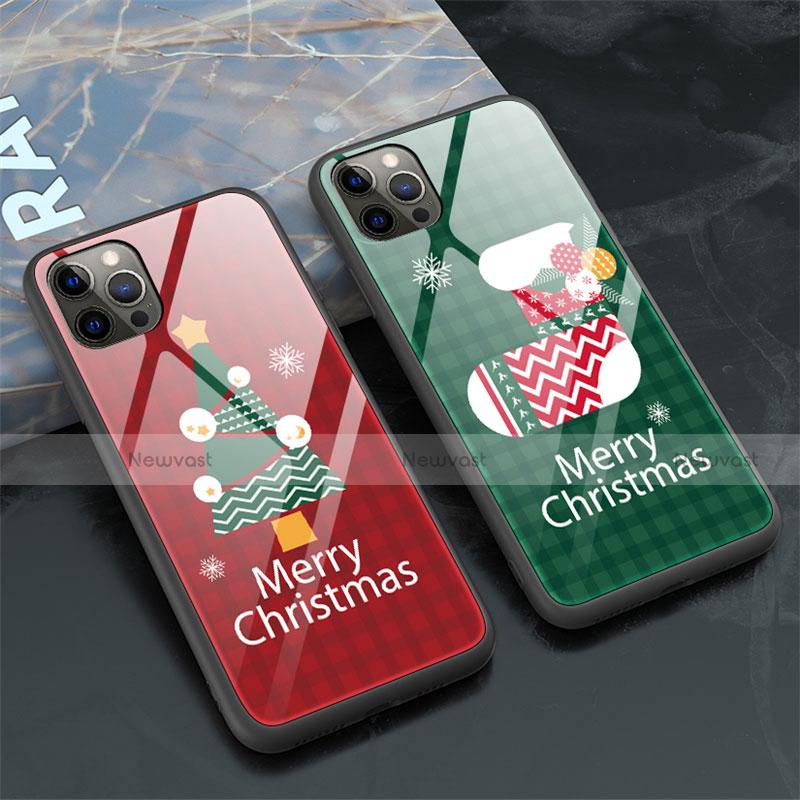 Silicone Frame Christmas Pattern Mirror Case Cover for Apple iPhone 12 Pro Max