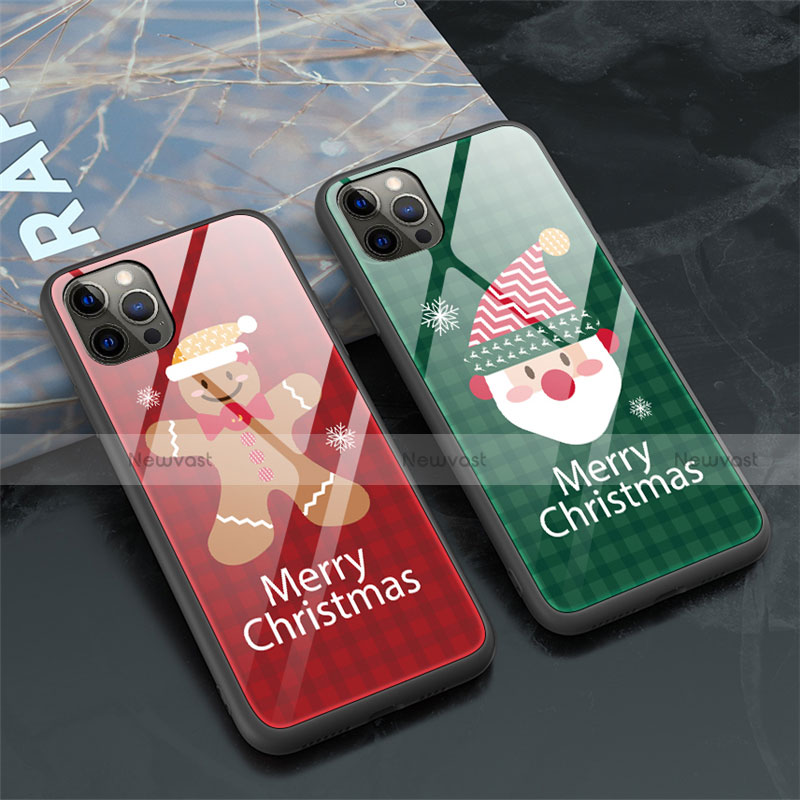 Silicone Frame Christmas Pattern Mirror Case Cover for Apple iPhone 12 Pro Max