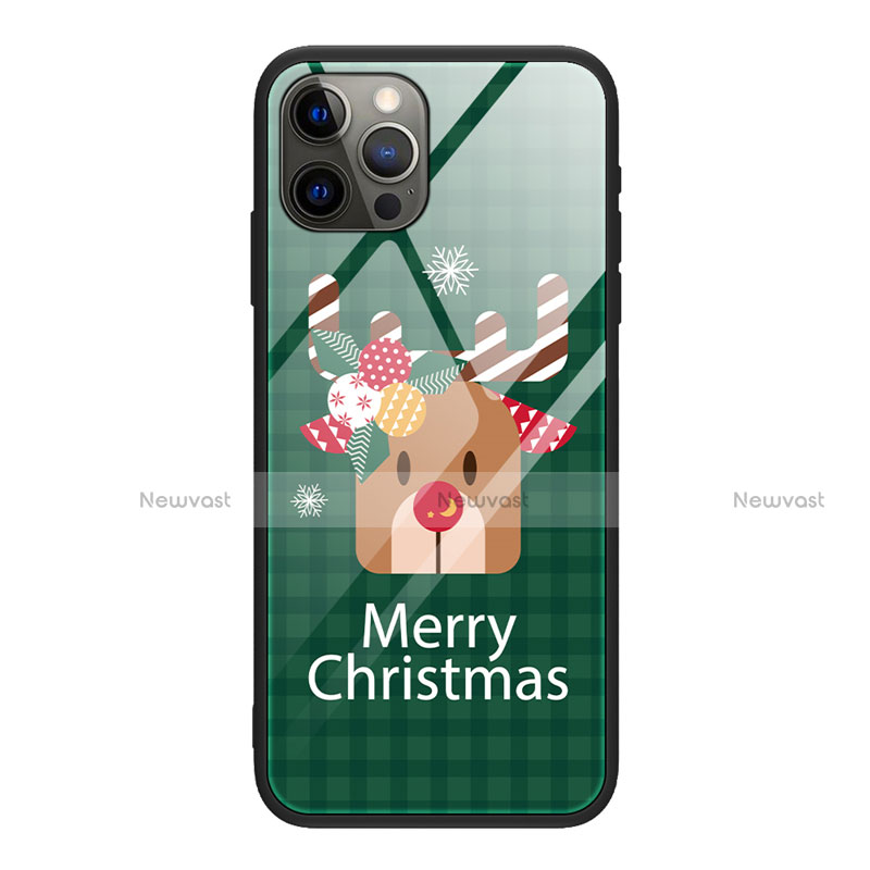 Silicone Frame Christmas Pattern Mirror Case Cover for Apple iPhone 12 Pro Max Colorful