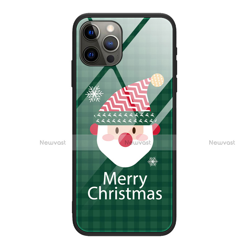 Silicone Frame Christmas Pattern Mirror Case Cover for Apple iPhone 12 Pro Max Mixed