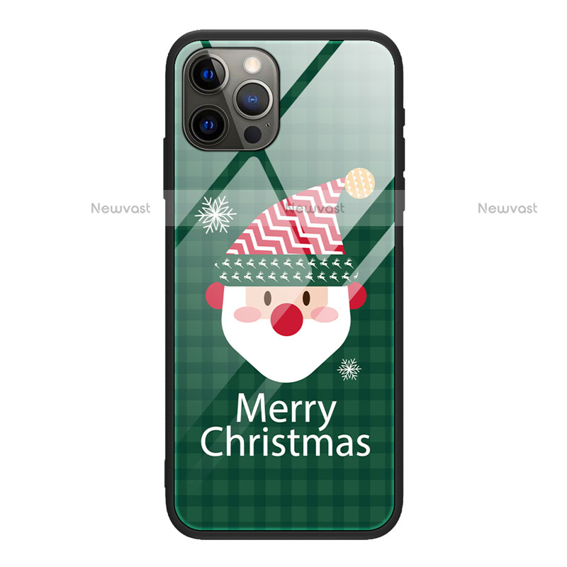 Silicone Frame Christmas Pattern Mirror Case Cover for Apple iPhone 12 Pro Mixed