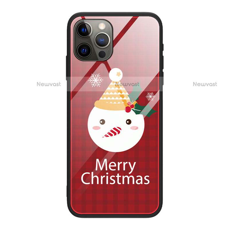 Silicone Frame Christmas Pattern Mirror Case Cover for Apple iPhone 12 Pro White