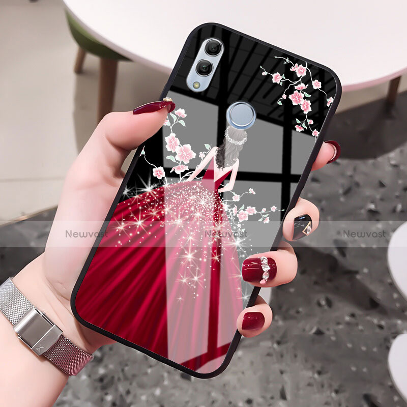 Silicone Frame Dress Party Girl Mirror Case Cover for Huawei Honor 10 Lite Black