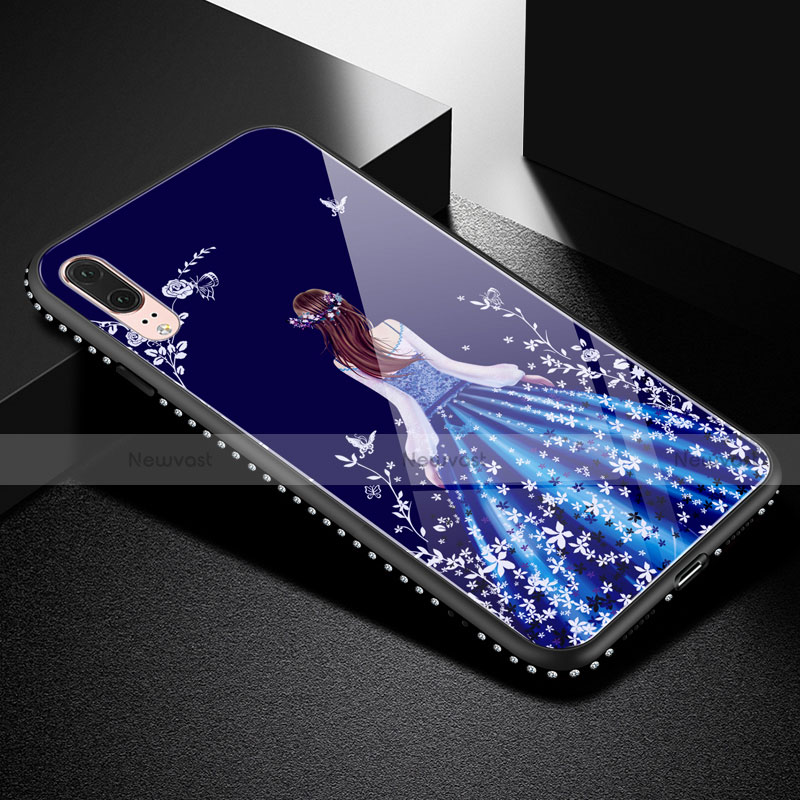 Silicone Frame Dress Party Girl Mirror Case Cover for Huawei P20 Black