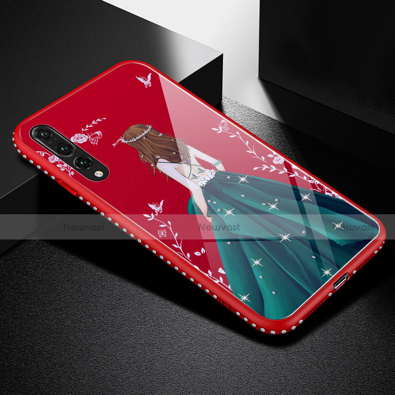 Silicone Frame Dress Party Girl Mirror Case Cover for Huawei P20 Pro Red Wine