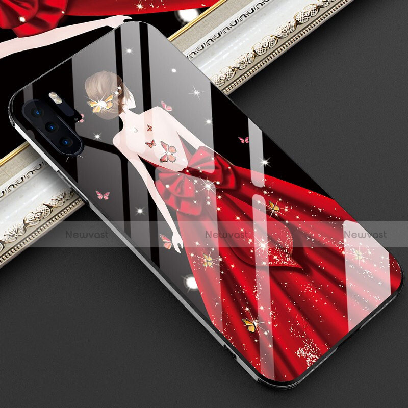 Silicone Frame Dress Party Girl Mirror Case Cover for Huawei P30 Pro Red