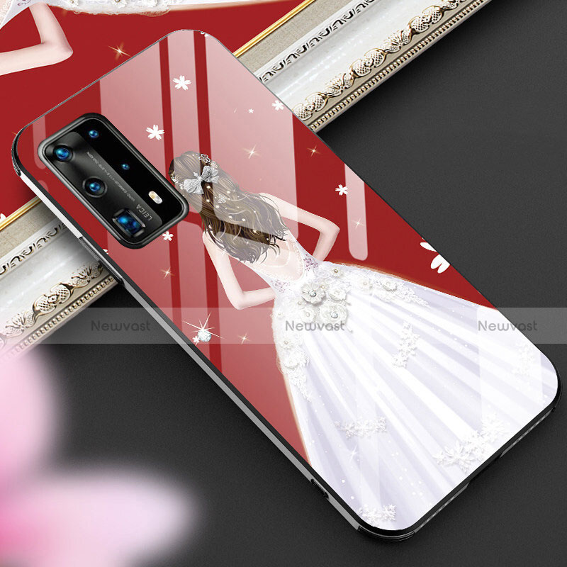 Silicone Frame Dress Party Girl Mirror Case Cover for Huawei P40 Pro+ Plus