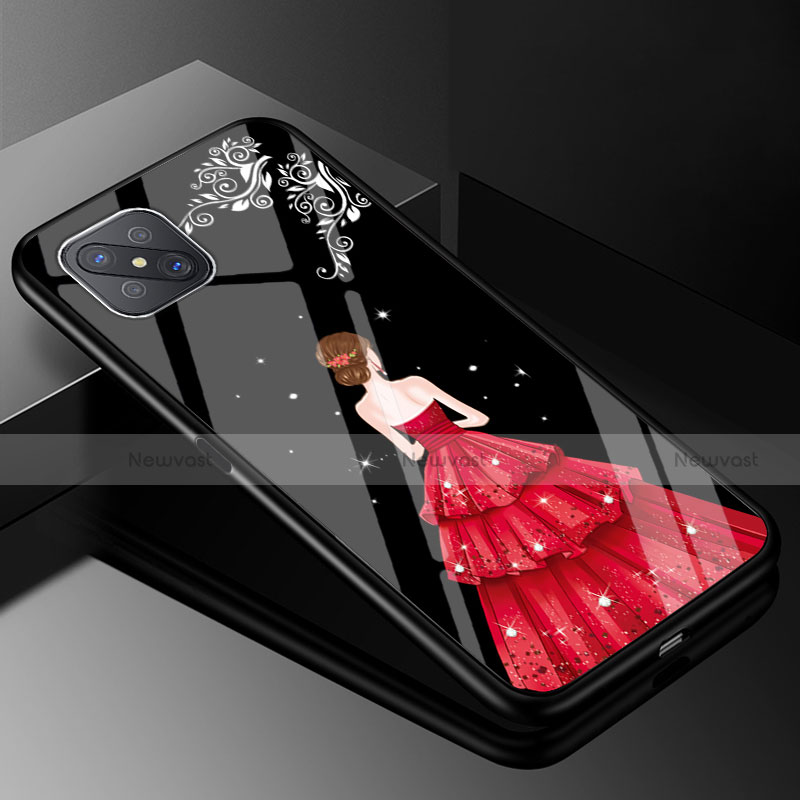 Silicone Frame Dress Party Girl Mirror Case Cover for Oppo A92s 5G