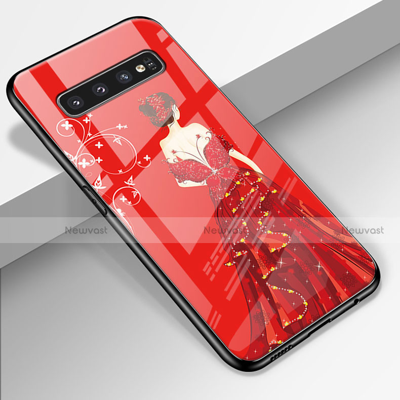 Silicone Frame Dress Party Girl Mirror Case Cover K01 for Samsung Galaxy S10 5G Red