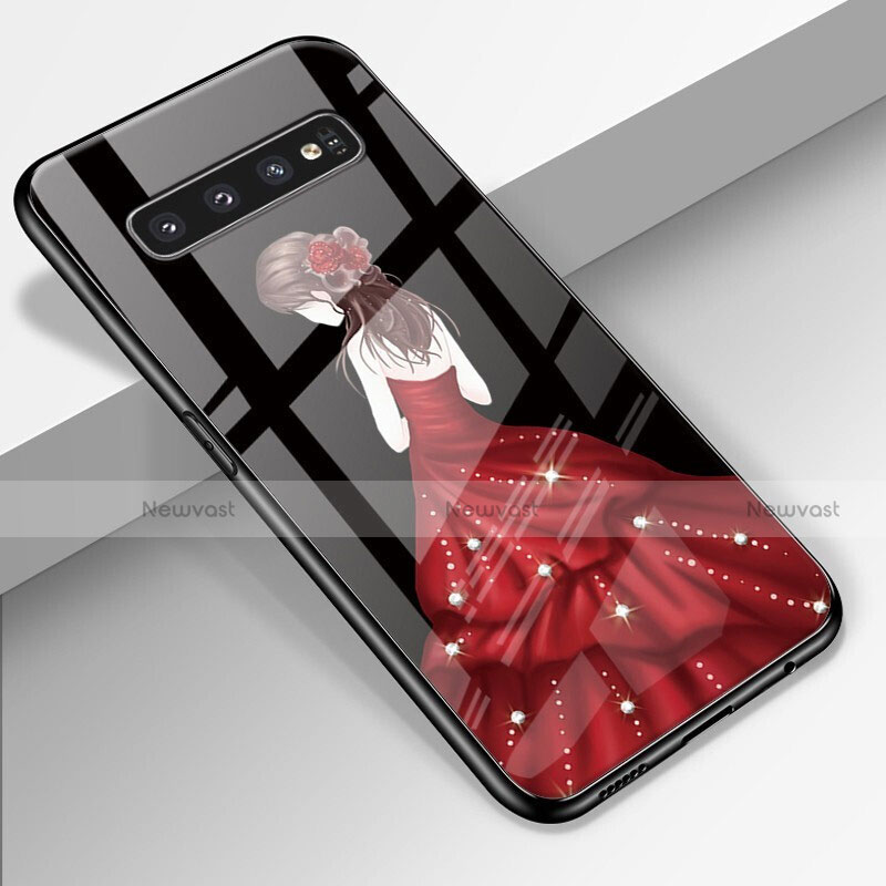 Silicone Frame Dress Party Girl Mirror Case Cover K01 for Samsung Galaxy S10 Plus