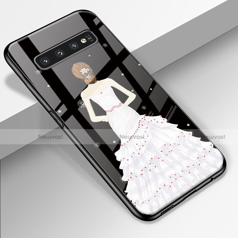 Silicone Frame Dress Party Girl Mirror Case Cover K01 for Samsung Galaxy S10 Plus White
