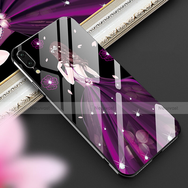 Silicone Frame Dress Party Girl Mirror Case Cover K02 for Huawei P20 Purple