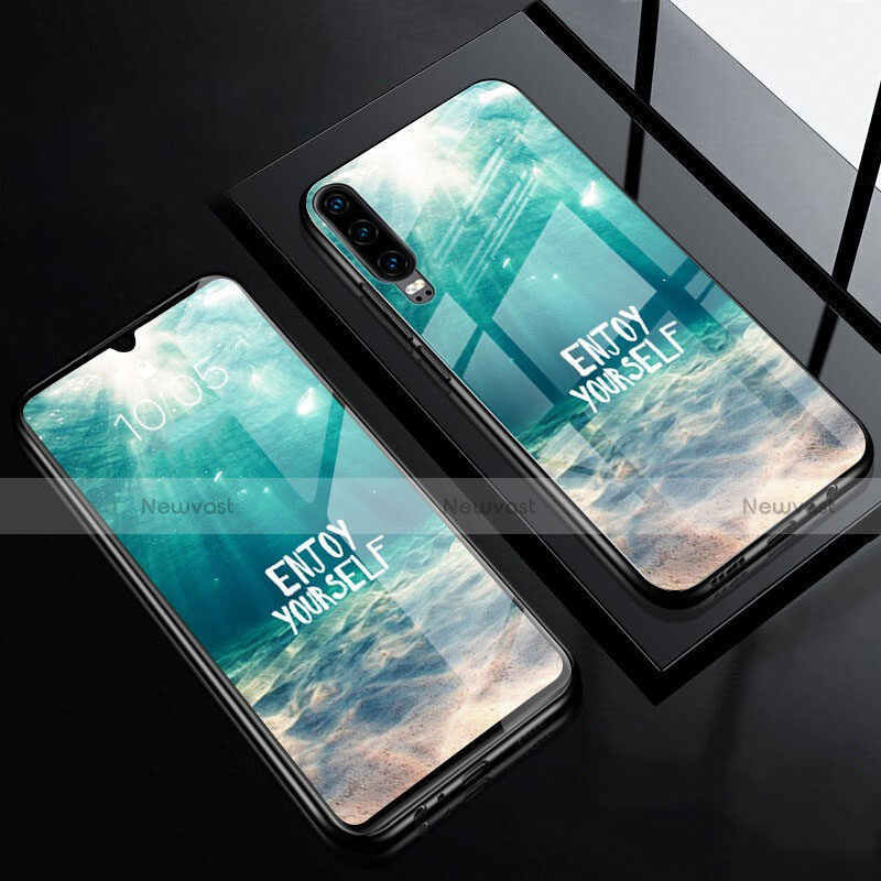 Silicone Frame Fashionable Pattern Mirror Case Cover F01 for Huawei P30