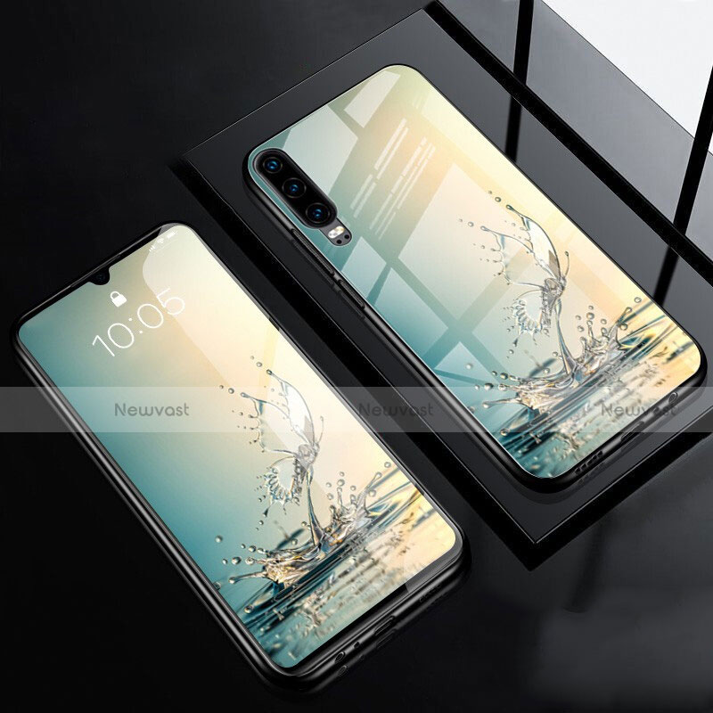 Silicone Frame Fashionable Pattern Mirror Case Cover F01 for Huawei P30