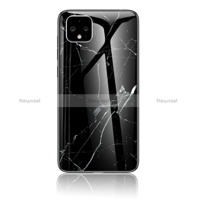 Silicone Frame Fashionable Pattern Mirror Case Cover for Google Pixel 4 Black