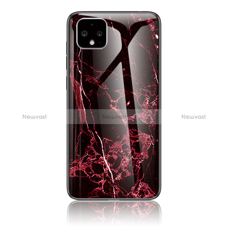 Silicone Frame Fashionable Pattern Mirror Case Cover for Google Pixel 4 XL Red