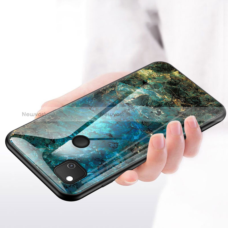 Silicone Frame Fashionable Pattern Mirror Case Cover for Google Pixel 4a