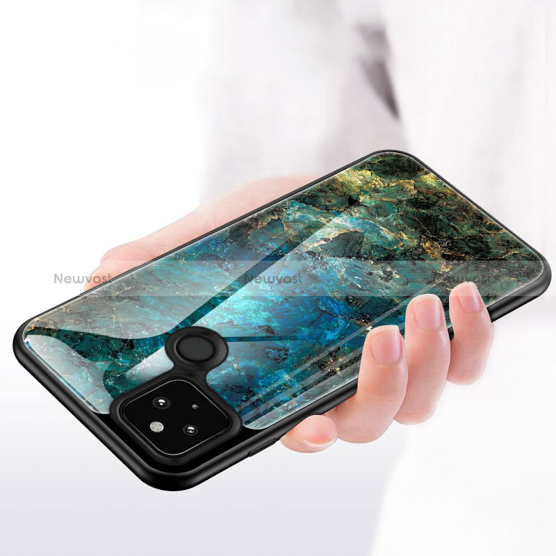 Silicone Frame Fashionable Pattern Mirror Case Cover for Google Pixel 4a 5G