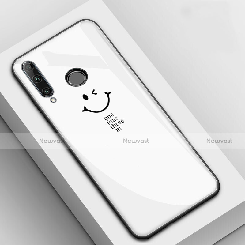 Silicone Frame Fashionable Pattern Mirror Case Cover for Huawei Enjoy 9s White