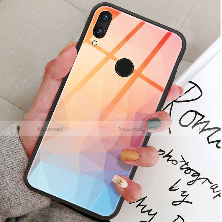 Silicone Frame Fashionable Pattern Mirror Case Cover for Huawei Honor V10 Lite Orange