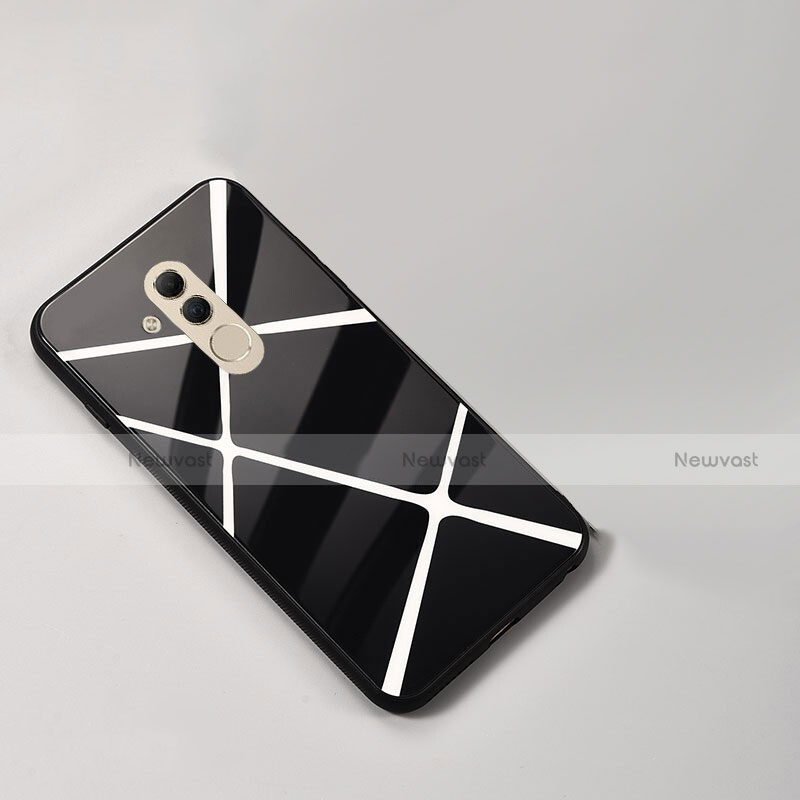 Silicone Frame Fashionable Pattern Mirror Case Cover for Huawei Mate 20 Lite Black