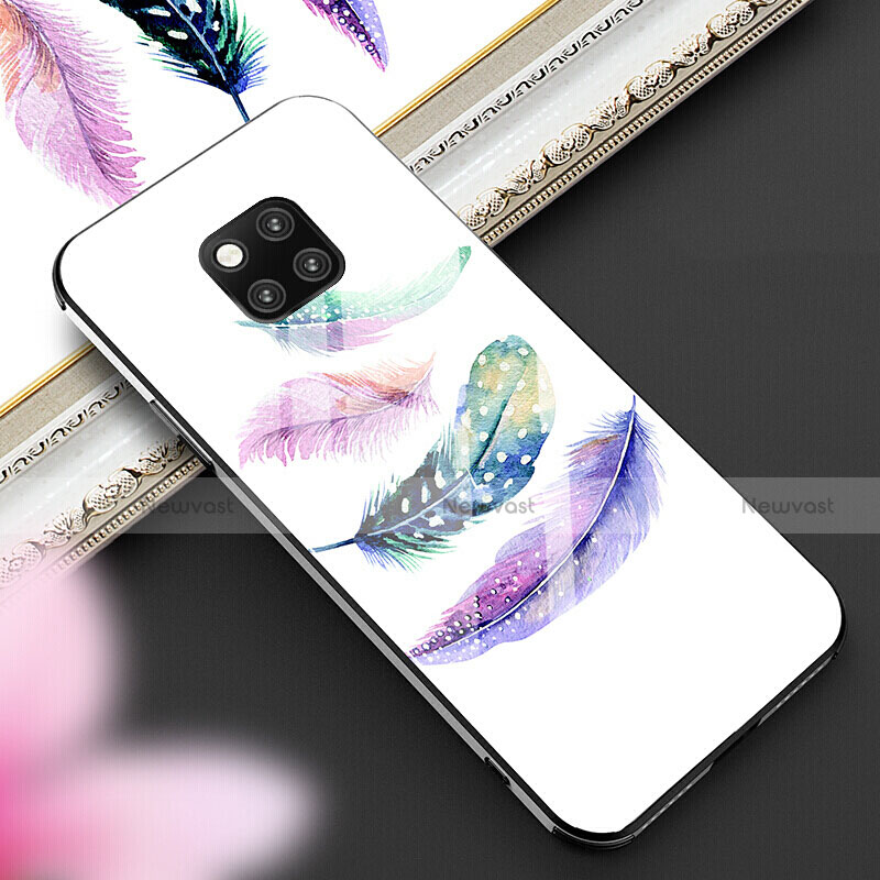 Silicone Frame Fashionable Pattern Mirror Case Cover for Huawei Mate 20 Pro White