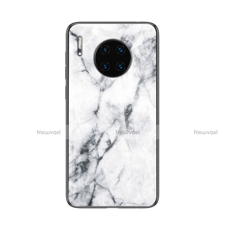 Silicone Frame Fashionable Pattern Mirror Case Cover for Huawei Mate 30 5G White