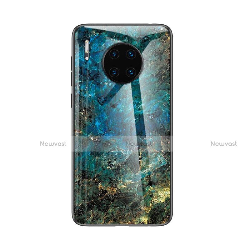 Silicone Frame Fashionable Pattern Mirror Case Cover for Huawei Mate 30 Blue