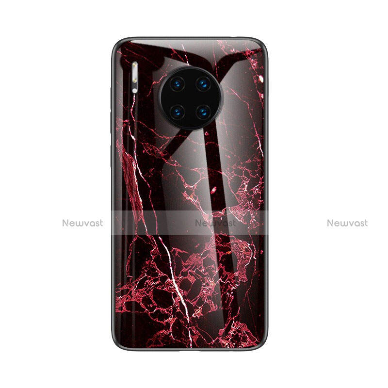 Silicone Frame Fashionable Pattern Mirror Case Cover for Huawei Mate 30E Pro 5G Red