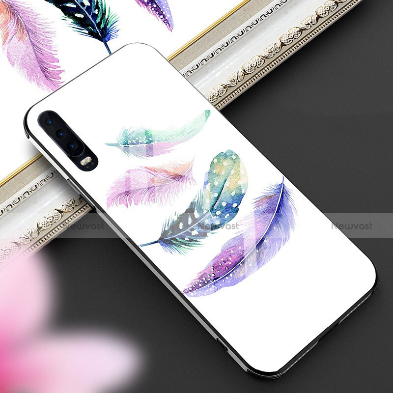 Silicone Frame Fashionable Pattern Mirror Case Cover for Huawei P30 Purple