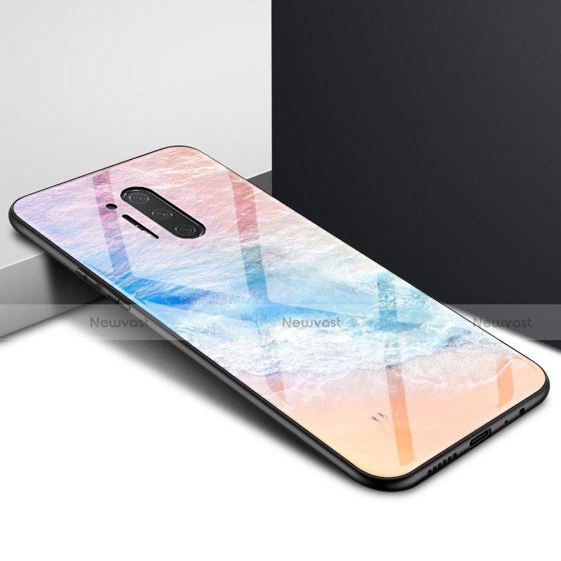 Silicone Frame Fashionable Pattern Mirror Case Cover for OnePlus 8 Pro Colorful
