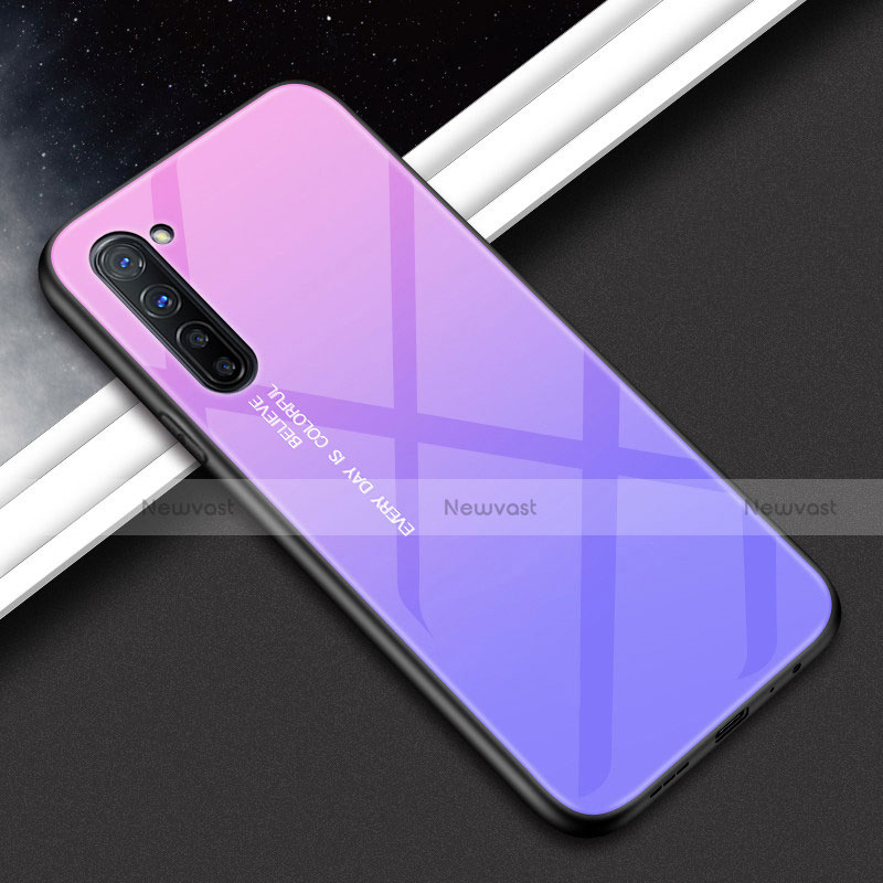 Silicone Frame Fashionable Pattern Mirror Case Cover for Oppo Find X2 Lite Purple