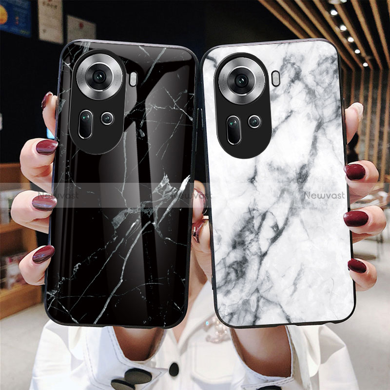 Silicone Frame Fashionable Pattern Mirror Case Cover for Oppo Reno11 5G