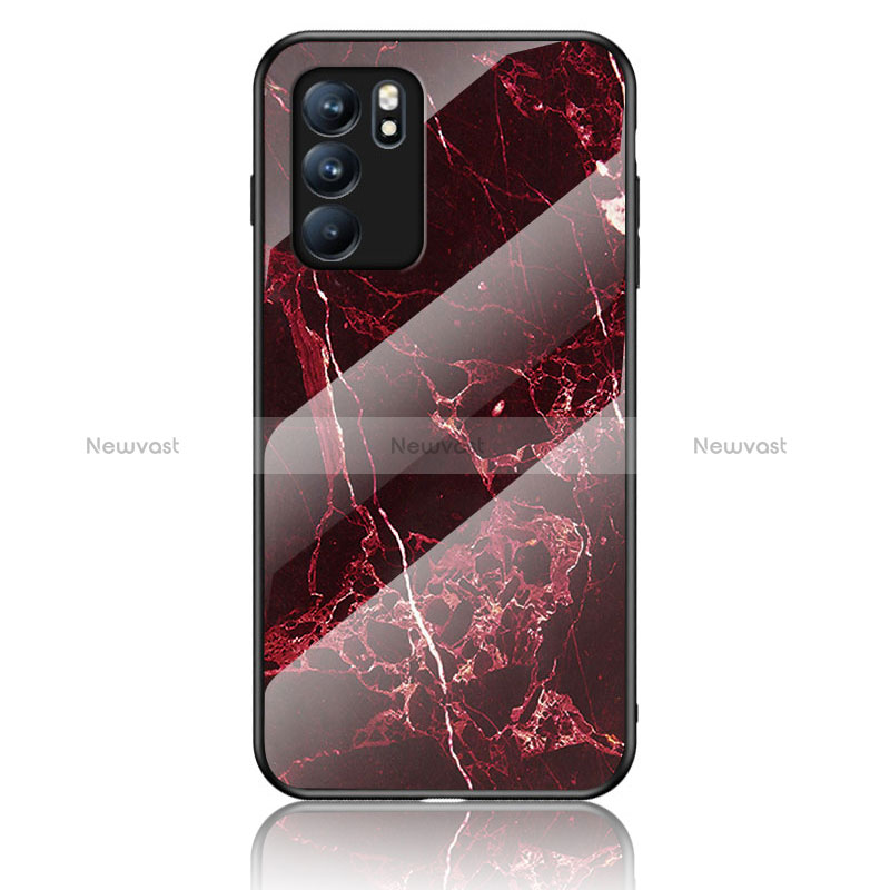 Silicone Frame Fashionable Pattern Mirror Case Cover for Oppo Reno6 5G