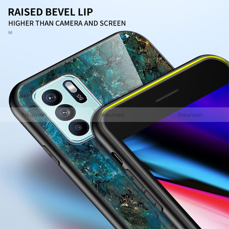Silicone Frame Fashionable Pattern Mirror Case Cover for Oppo Reno6 Z 5G