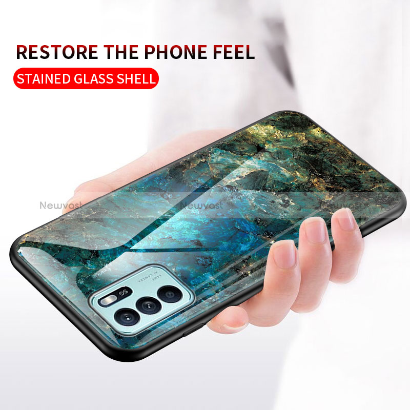Silicone Frame Fashionable Pattern Mirror Case Cover for Oppo Reno6 Z 5G