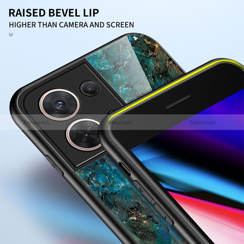 Silicone Frame Fashionable Pattern Mirror Case Cover for Oppo Reno8 5G